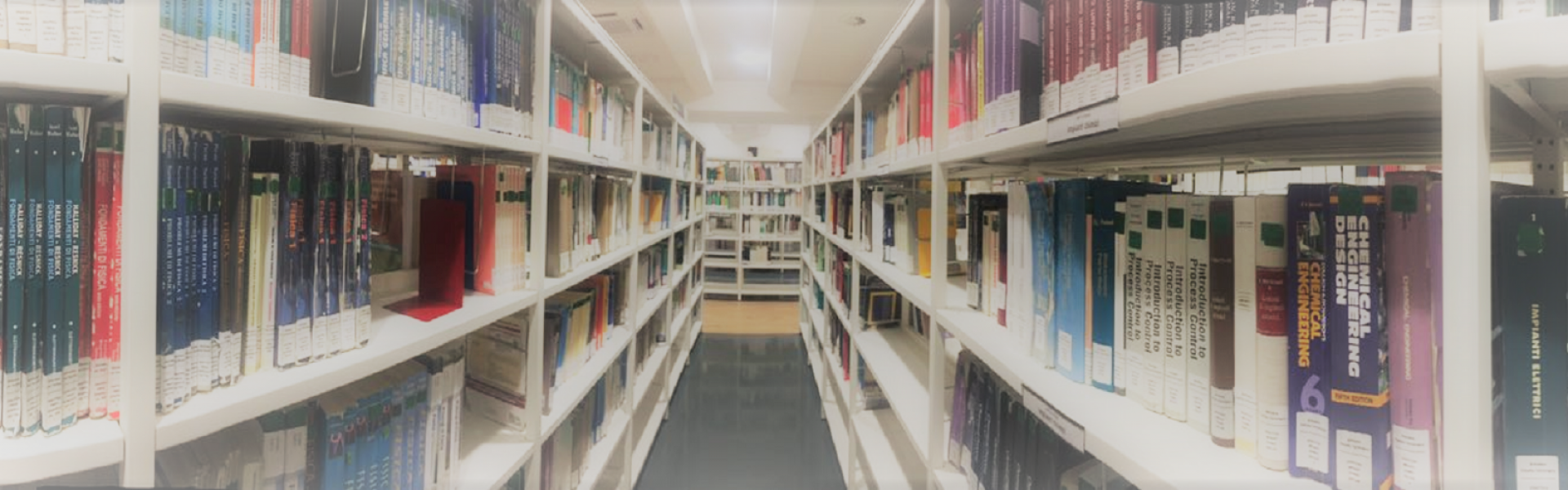 Foto scattata in un corridoio di una Biblioteca dell'Ateneo
