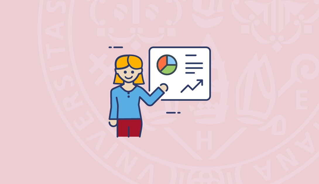 Copertina della card Presentazioni e recruiting day: una ragazza che presenta un grafico